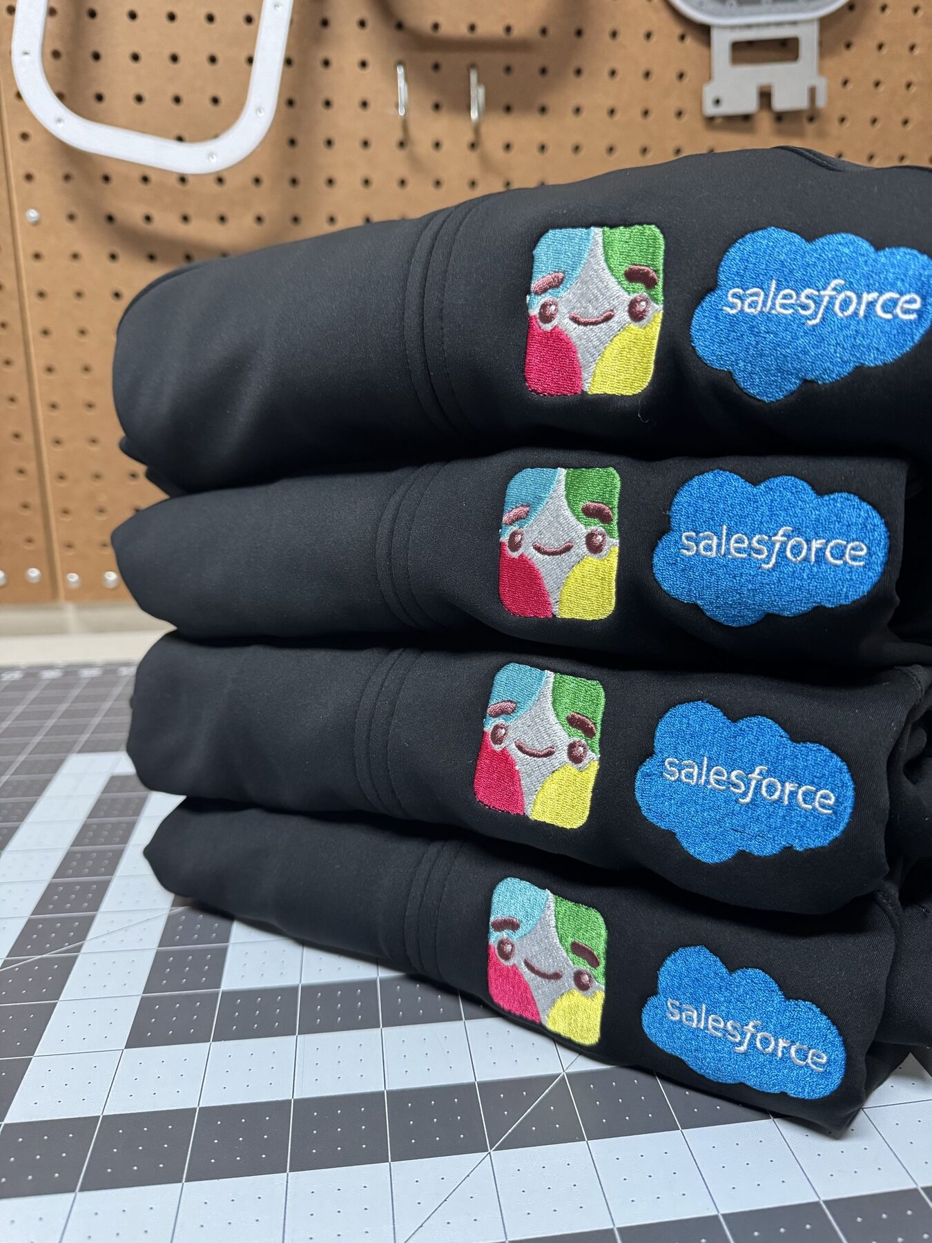 Black hoodies with embroidered Salesforce logos